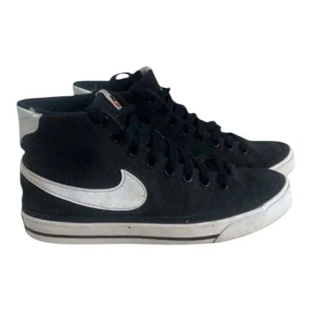 Women’s Nike Court Legacy Canvas Sneakers Size 7 Mid Black White Lace Up Shoes